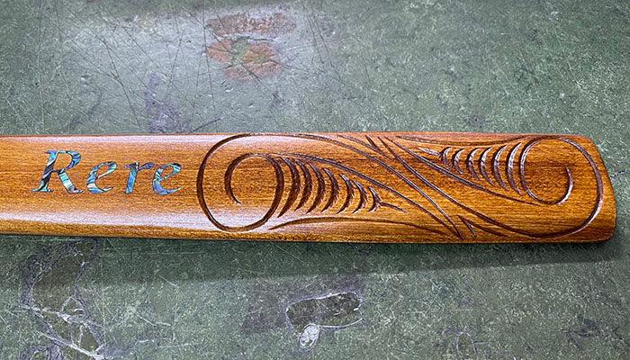 Full Size Taiaha with Greenstone Tongue (Stand Optional) - Image 8