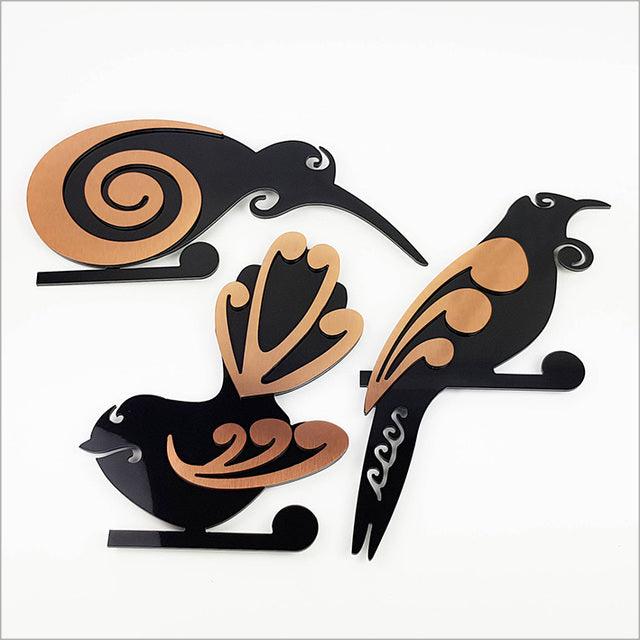 2-Tone Koru Tui Bird Wall Art - Image 2