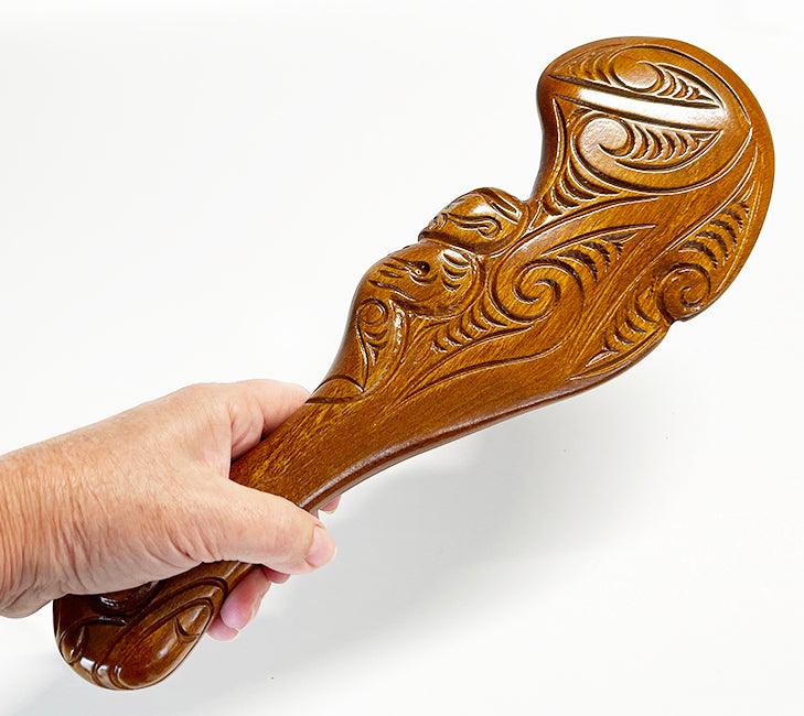 38cm Carved Maori Wahaika Club (Stand Optional) - Image 2