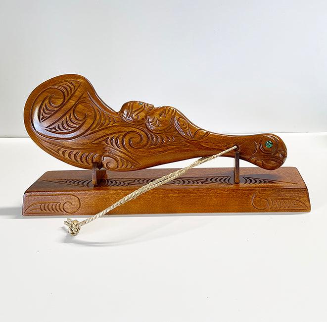 38cm Carved Maori Wahaika Club (Stand Optional) - Image 3
