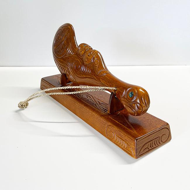 38cm Carved Maori Wahaika Club (Stand Optional) - Image 4