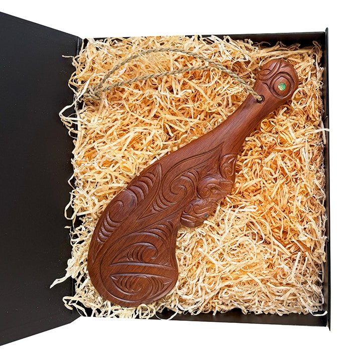 38cm Carved Maori Wahaika Club (Stand Optional) - Image 6