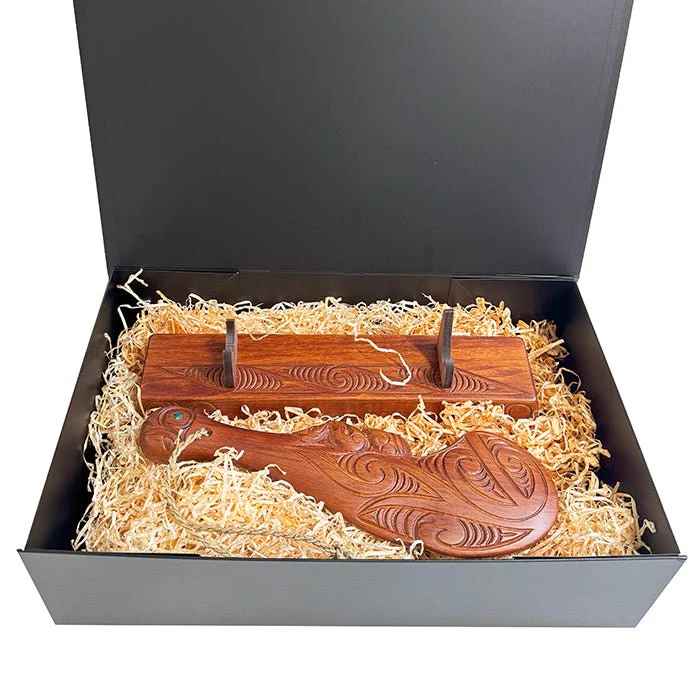 38cm Carved Maori Wahaika Club (Stand Optional) - Image 7