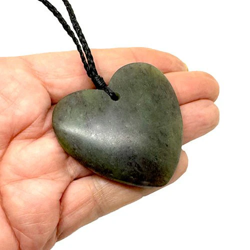 50mm Genuine NZ Ngai Tahu Pounamu Heart Necklace - Image 2