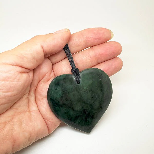 60mm Genuine NZ Greenstone Manawa Heart Necklace - Image 2