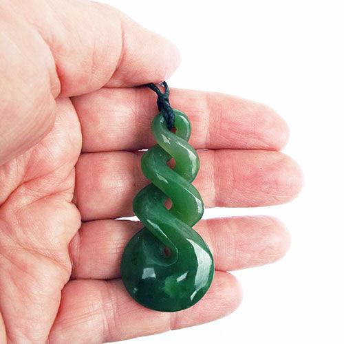 75mm Genuine NZ Greenstone Triple Twist Necklace - Image 2