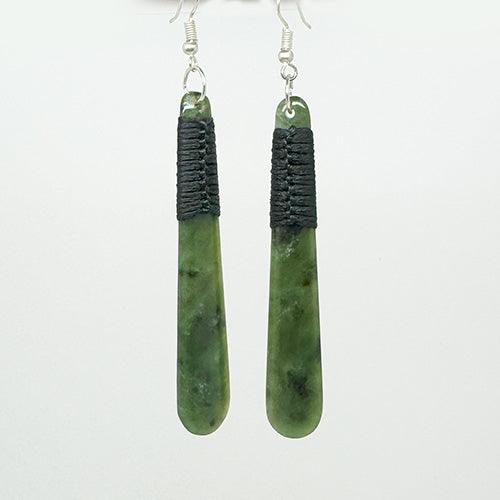 7cm NZ Greenstone Earrings with Beautiful Binding