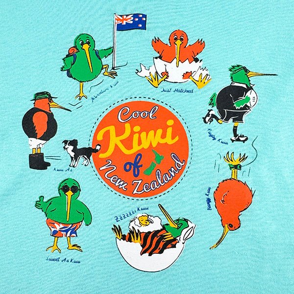 Aqua Cool Kiwi of New Zealand Kids T-shirt - Image 2