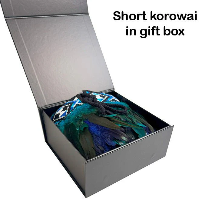 Beautiful Navy and Striped Short Maori Korowai - Image 5