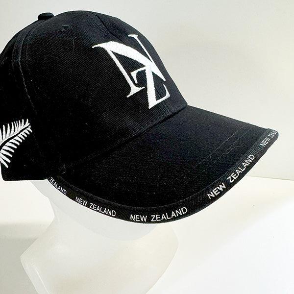 Black Cotton Drill Cap with NZ and Silver Fern Embroidery - Image 3