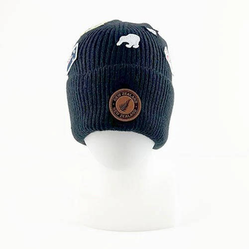 Black NZ Icons Souvenir Beanie Hat - Image 2