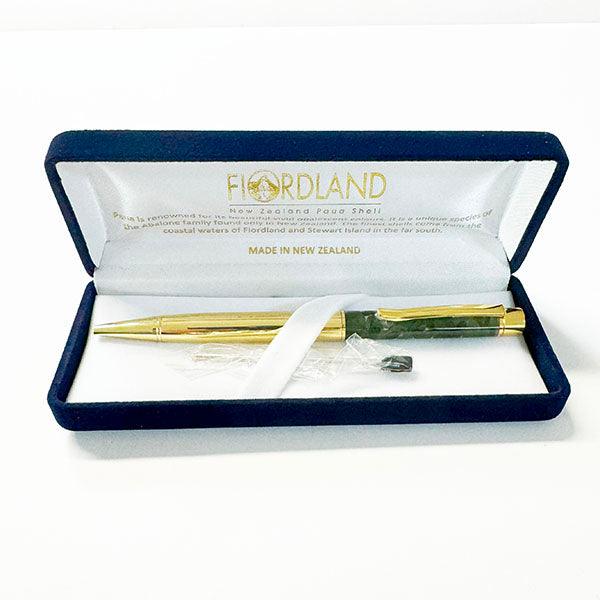 Boxed Gold Pen with Floating Pounamu Greenstone Pieces - Image 5