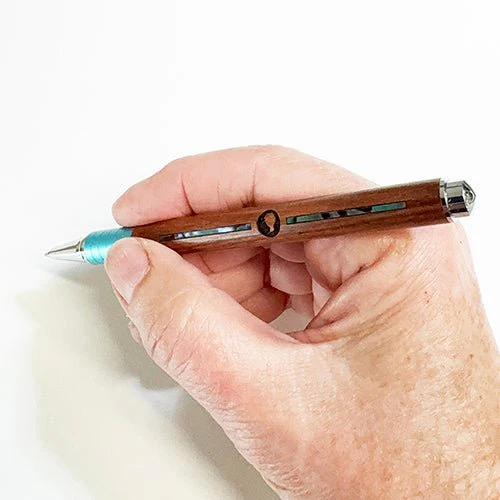 Boxed Wooden NZ Pen with Paua Shell and Kiwi Engraving - Image 3
