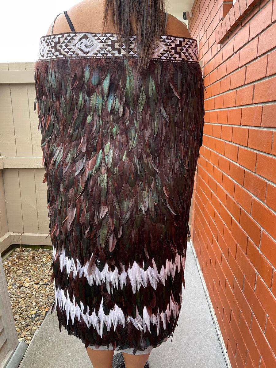 Brown Maori Feather Korowai Cloak - Image 4