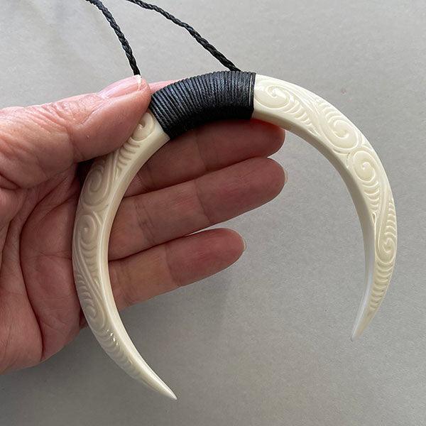 Carved Koru Pig Tusk Necklace - Image 3