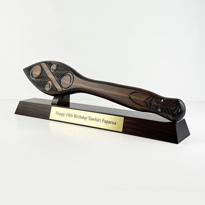 Carved Maori Waka Hoe Paddle - Stand Optional - Image 10