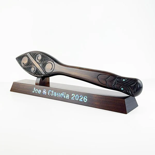 Carved Maori Waka Hoe Paddle - Stand Optional - Image 11