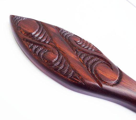 Carved Maori Waka Hoe Paddle - Stand Optional - Image 3
