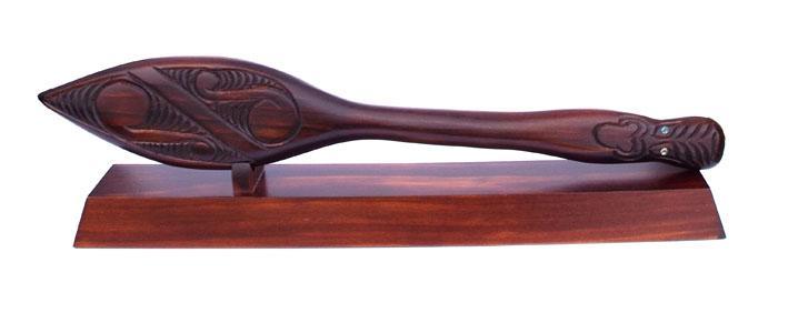 Carved Maori Waka Hoe Paddle - Stand Optional - Image 5