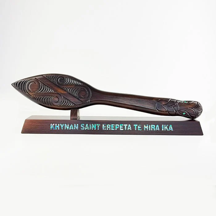 Carved Maori Waka Hoe Paddle - Stand Optional - Image 8