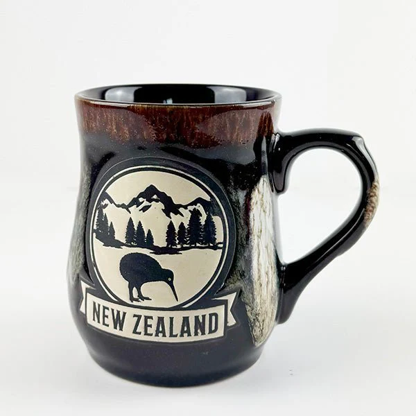 Chocolate Brown Alpine Kiwi Stoneware NZ Mug