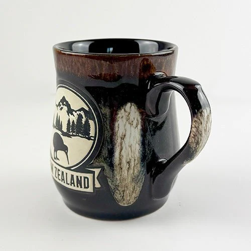 Chocolate Brown Alpine Kiwi Stoneware NZ Mug - Image 2