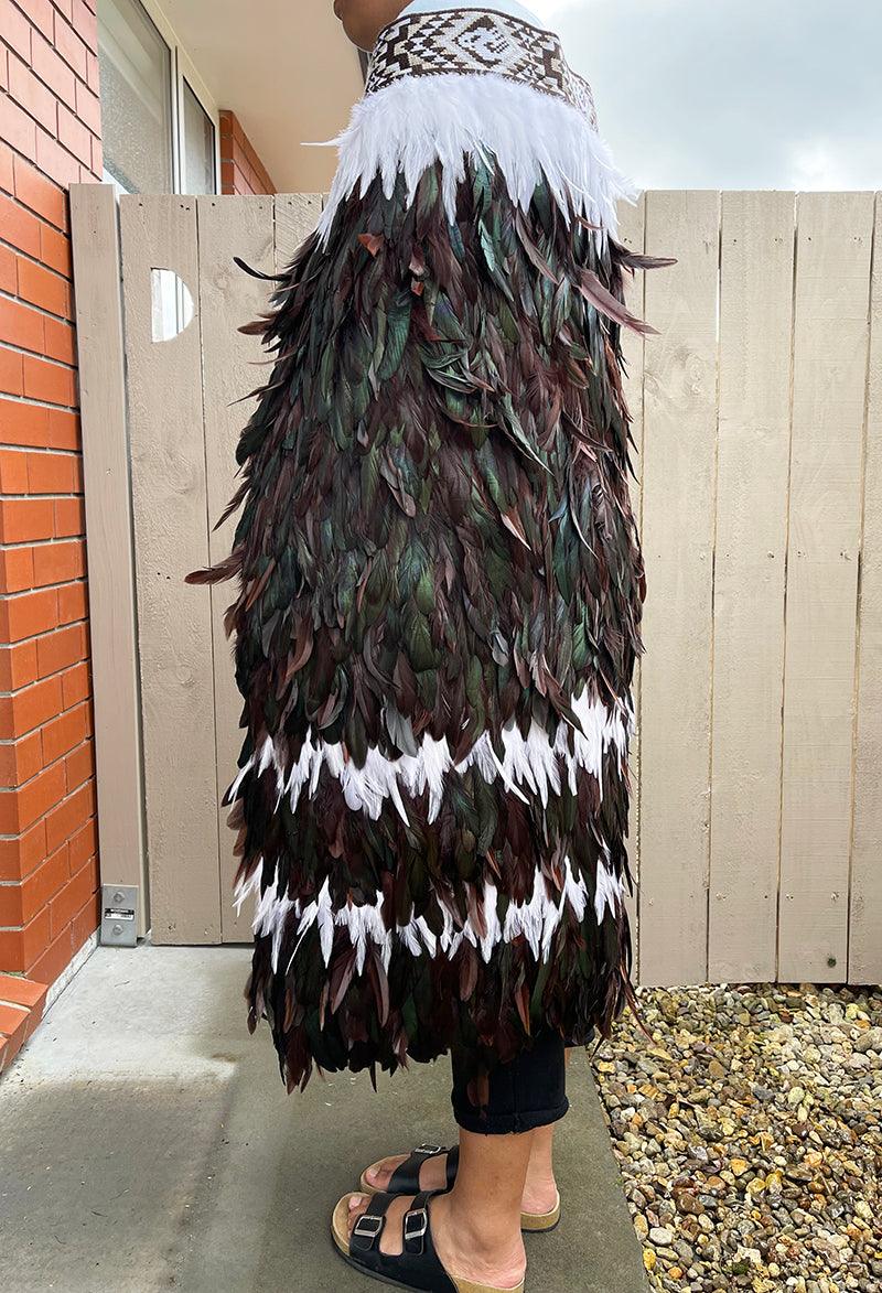 Chocolate Brown Maori Feather Korowai - Image 2
