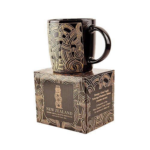 Chocolate Brown Master Carver Designed Maori Tattoo Mug - Image 2