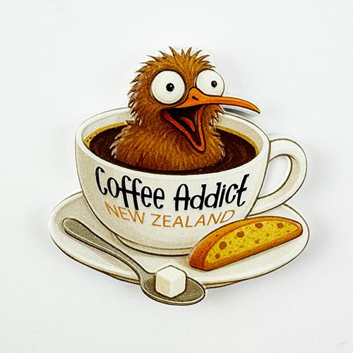Coffee Addict Kiwi NZ Fridge Magnet
