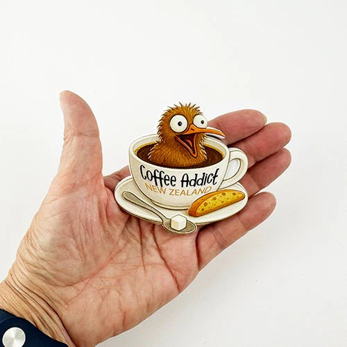 Coffee Addict Kiwi NZ Fridge Magnet - Image 2