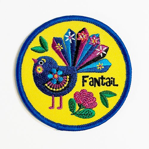Colourful NZ Fantail Bird Iron On Patch - Image 2