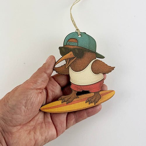 Cool Santa Kiwi Surfer Dude Christmas Ornament - Image 3