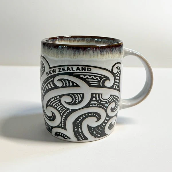 Cream NZ Maori Tattoo Stoneware Mug