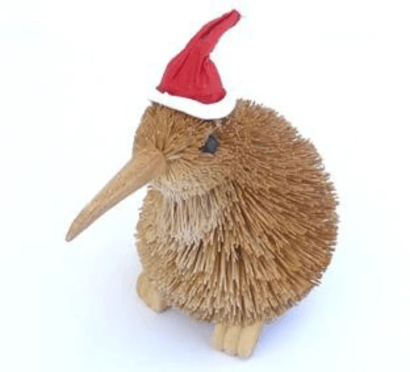 Cute Brush Kiwi Bird Santa Hat Christmas Ornament - Image 3