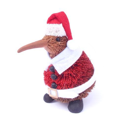 Cute Brush Kiwi Bird Santa Claus Xmas Ornament
