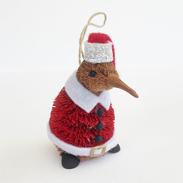 Cute Brush Kiwi Bird Santa Claus Xmas Ornament - Image 2