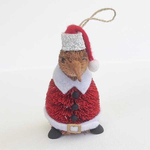 Cute Brush Kiwi Bird Santa Claus Xmas Ornament - Image 3