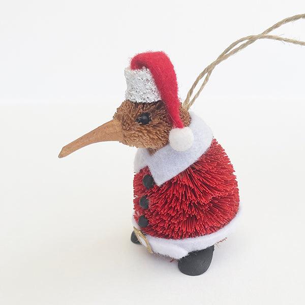 Cute Brush Kiwi Bird Santa Claus Xmas Ornament - Image 4