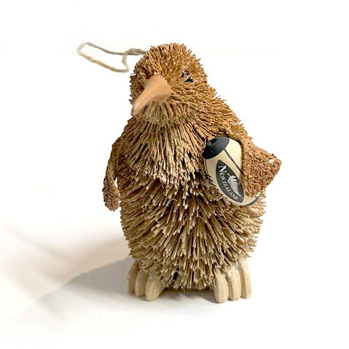 Cute Brush Kiwi Bird Xmas Ornament with Rugby Ball - Image 3