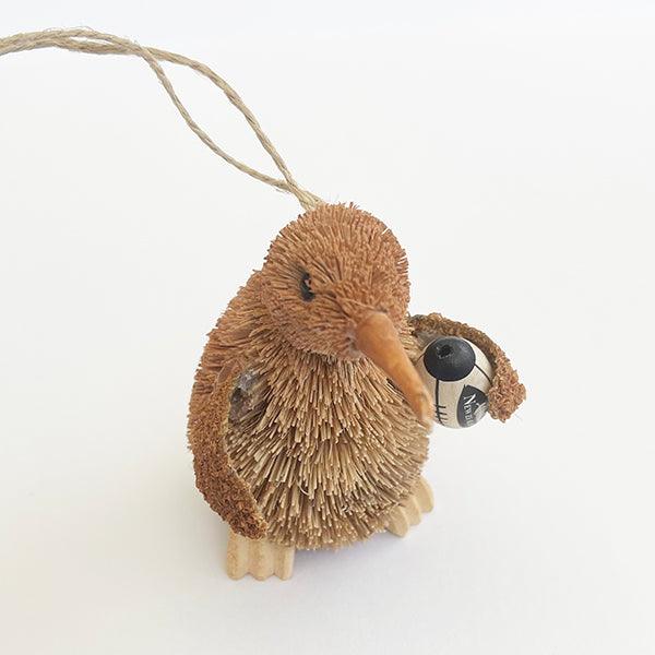 Cute Brush Kiwi Bird Xmas Ornament with Rugby Ball - Image 6