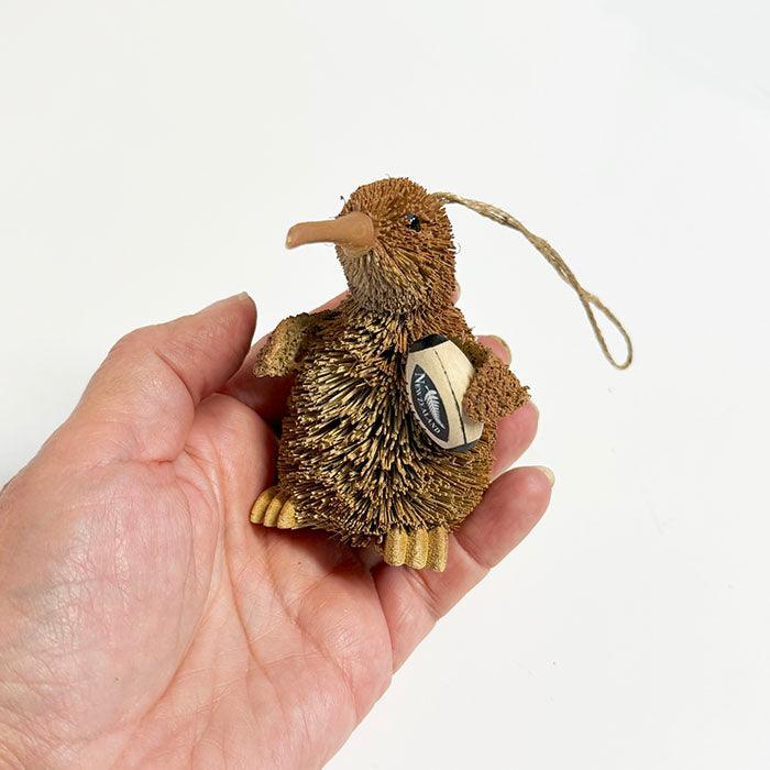 Cute Brush Kiwi Bird Xmas Ornament with Rugby Ball - Image 7