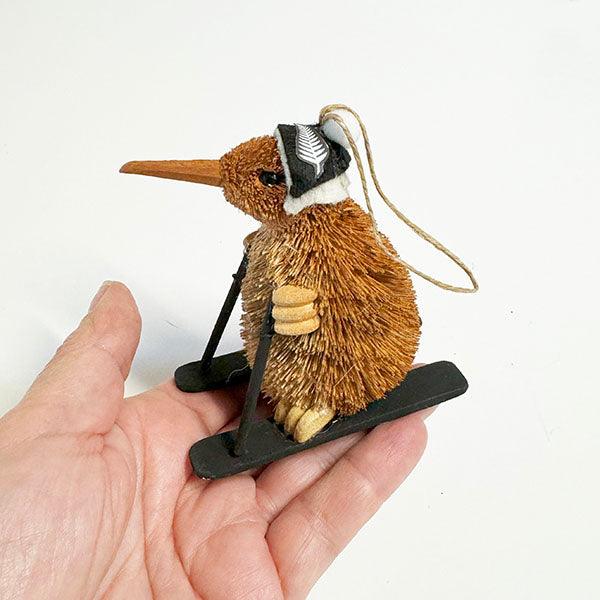 Cute Brush Kiwi Skier Christmas Ornament - Image 2