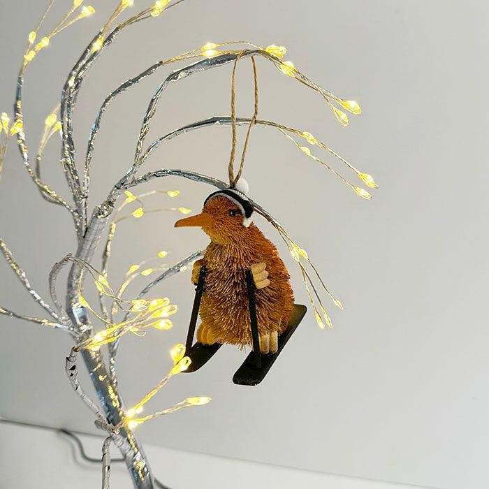 Cute Brush Kiwi Skier Christmas Ornament - Image 3