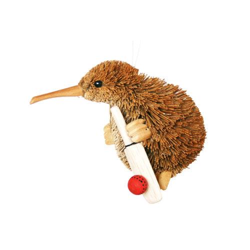 Cute Brush Kiwi Bird Xmas Ornament with Cricket Bat and Ball - Image 4