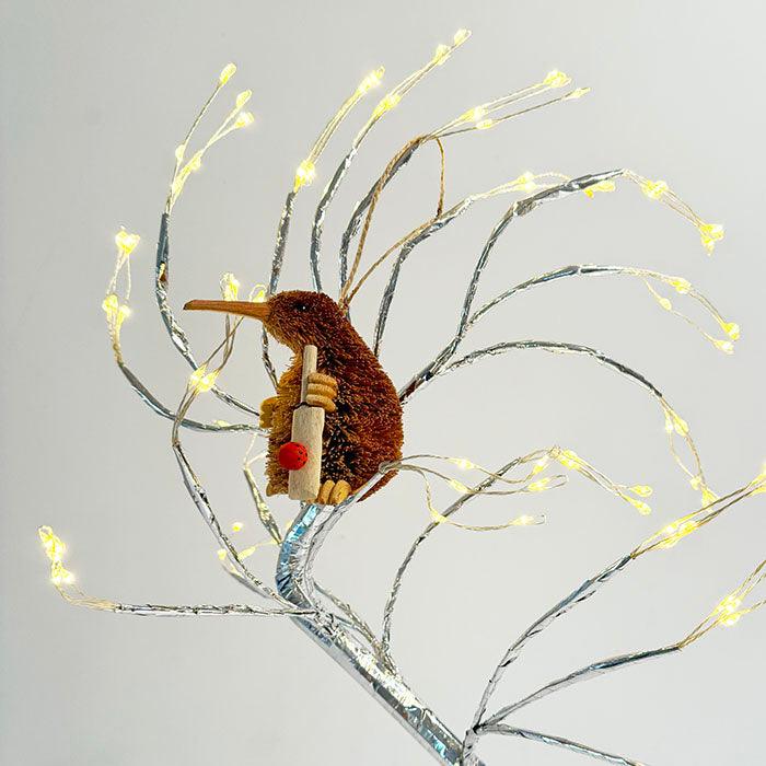 Cute Brush Kiwi Bird Xmas Ornament with Cricket Bat and Ball - Image 6