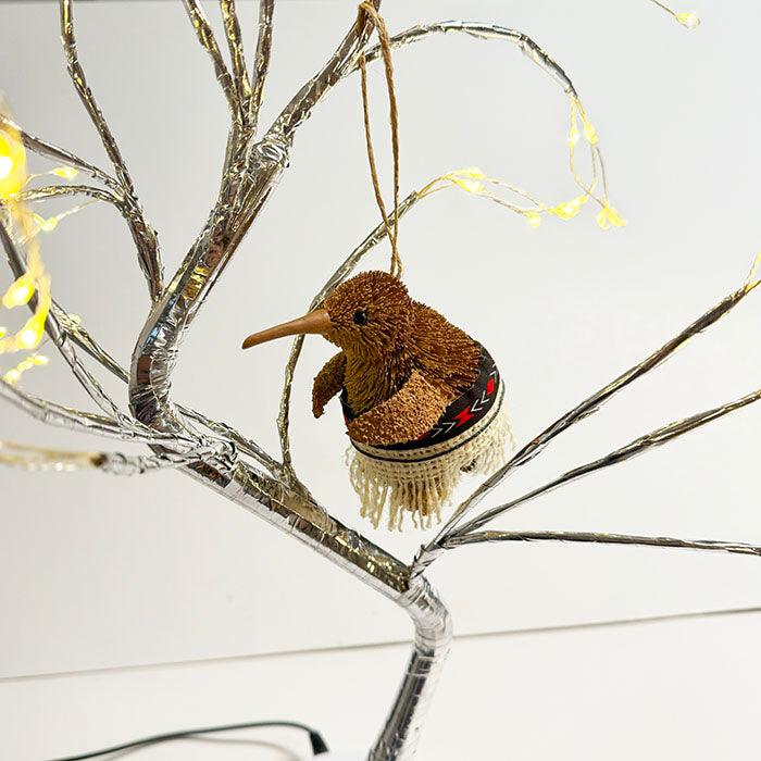 Cute Brush NZ Kiwi Bird Christmas Ornament with Piupiu - Image 2