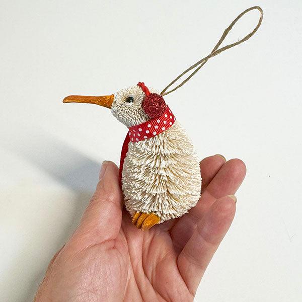 Cute Brush NZ Kiwi Bird Snowman Christmas Ornament - Image 3