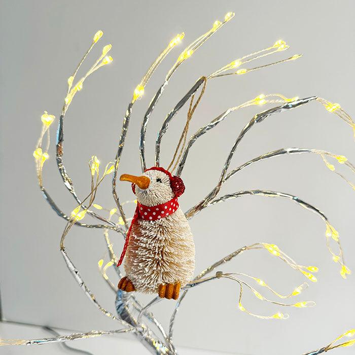 Cute Brush NZ Kiwi Bird Snowman Christmas Ornament - Image 5