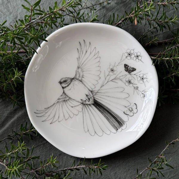 Cute Come Fly With Me Fantail Trinket Dish by Northland Artist Katy Hayward