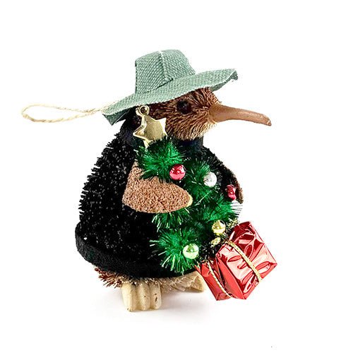 Cute NZ Brush Kiwi Christmas Tree Farmer Ornament - Image 2